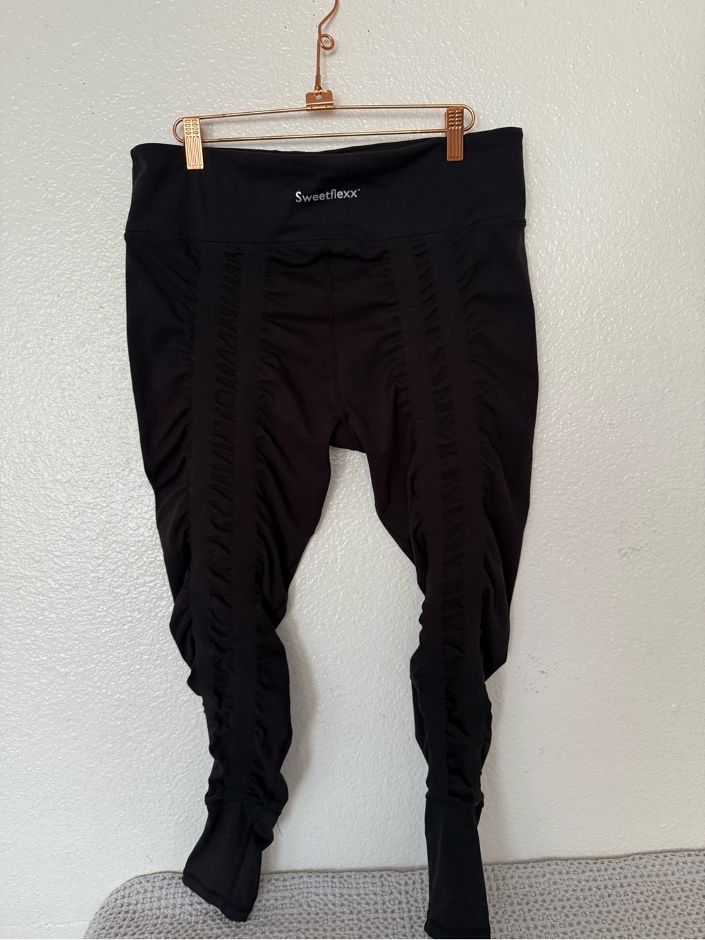 Sweetflexx Black Ruched Leggings for Womens size 14